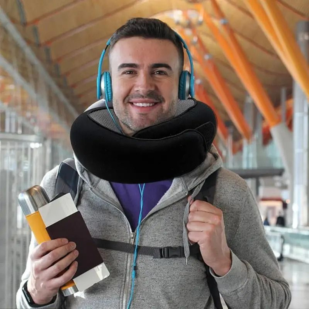 Memory Foam Neck Support Pillow With Head Cushion For Travel And Camping 5