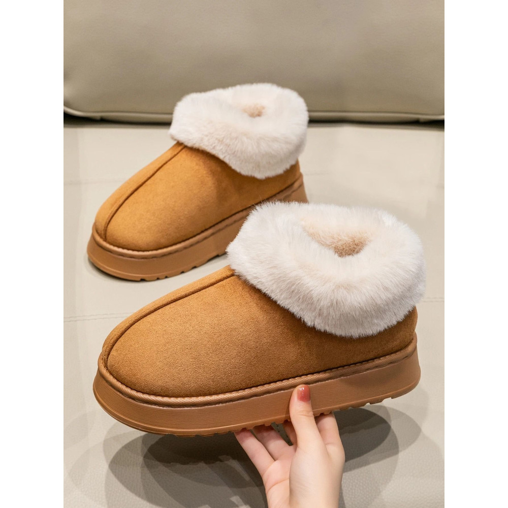 Fashion Snow Boots With Faux Fur Lining Warm Plush Winter Slippers For Men And Women 1