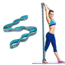 elastic yoga stretching strap with loops for flexibility and balance