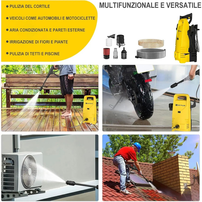 Electric High Pressure Washer 1600W With Adjustable Nozzle And 7m Hose For Cars Gardens And Outdoor 4