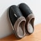 Mens PU Leather Winter Slippers With Fur Lining Waterproof Indoor Flats 2