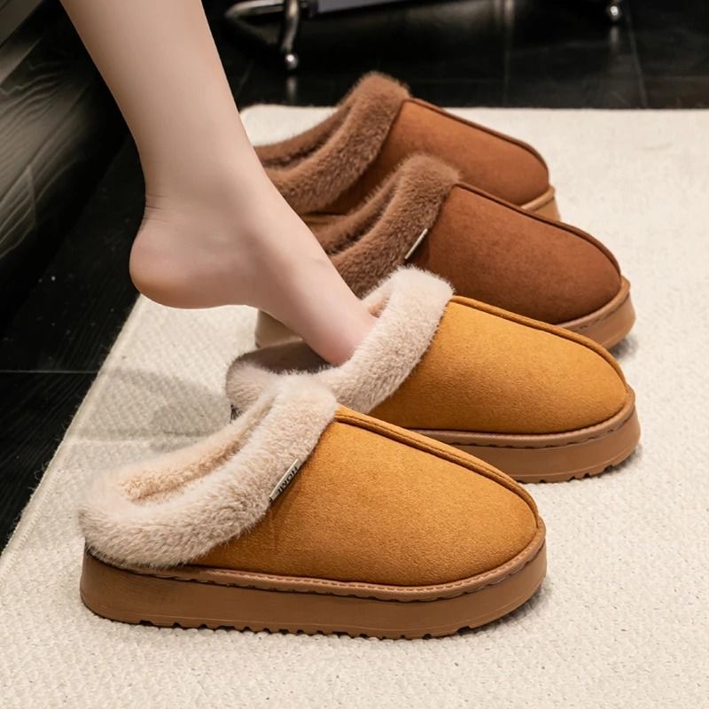 Women Fluffy Slippers Indoor Winter Anti Slip Warm Slippers 2