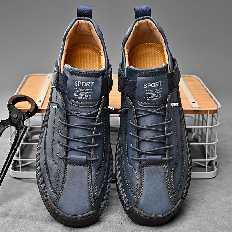 Handmade Leather Men Slip On Loafers Casual Breathable Flats 1