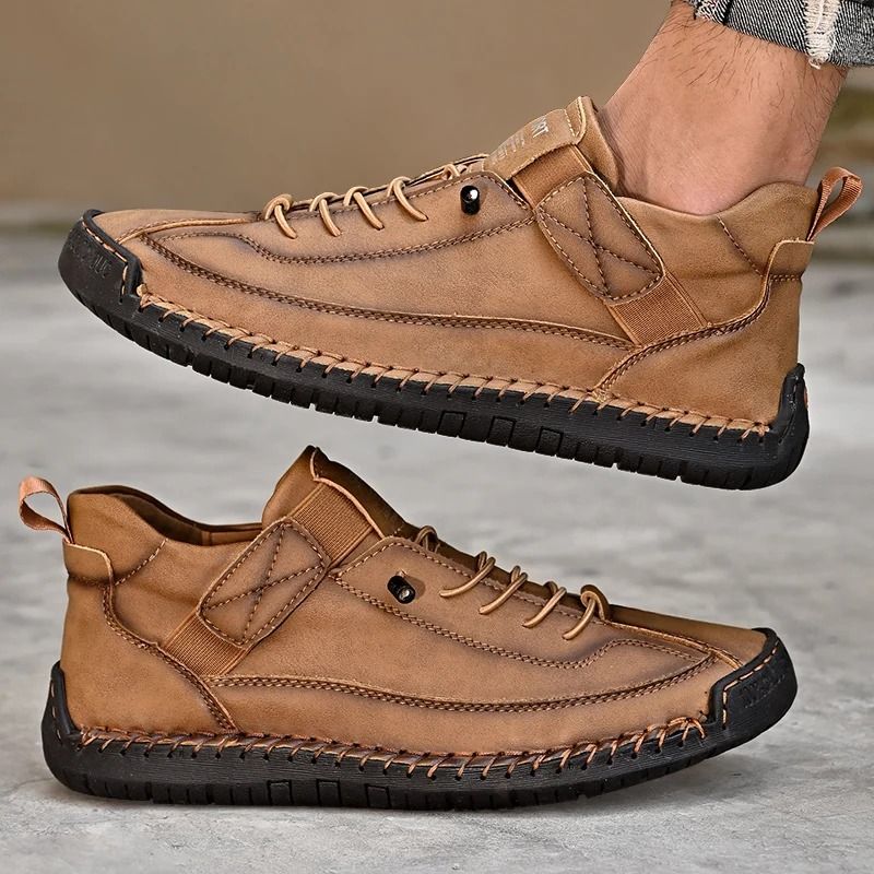 Handmade Leather Men Slip On Loafers Casual Breathable Flats 3