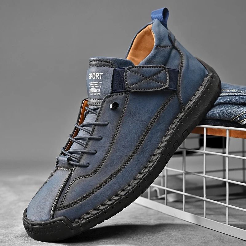 Handmade Leather Men Slip On Loafers Casual Breathable Flats 8