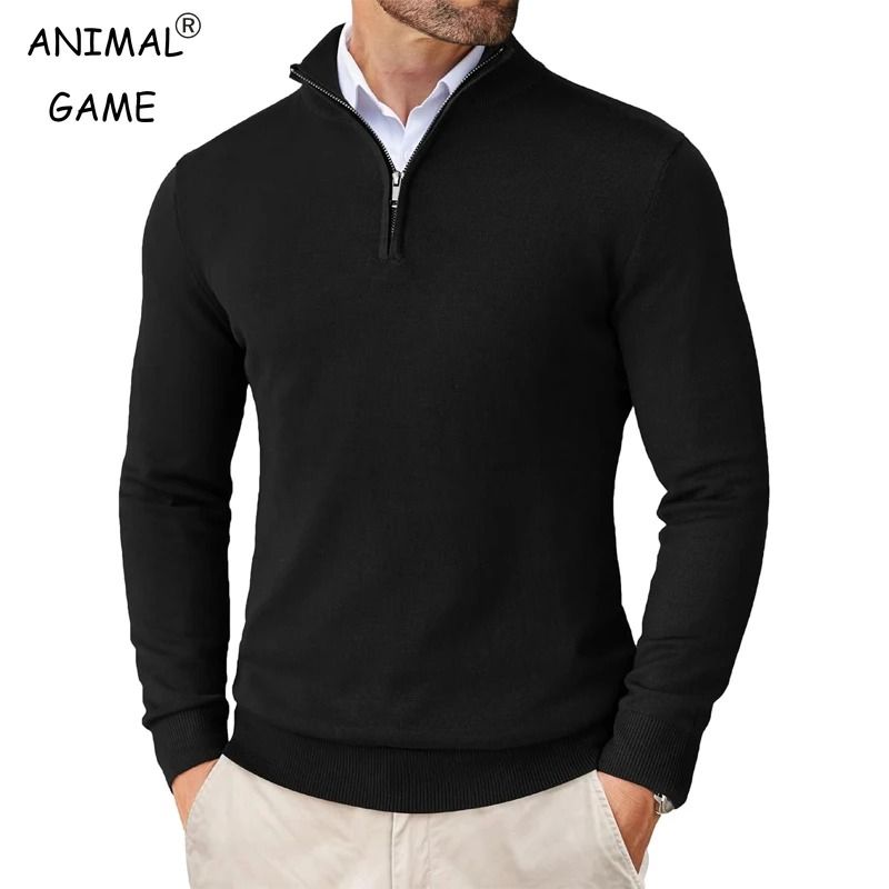 Mens Quarter Zip Mock Neck Slim Fit Lightweight Pullover Sweater 0