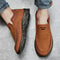 Men Leather Casual Loafers Breathable Comfortable Flat Sneakers 2