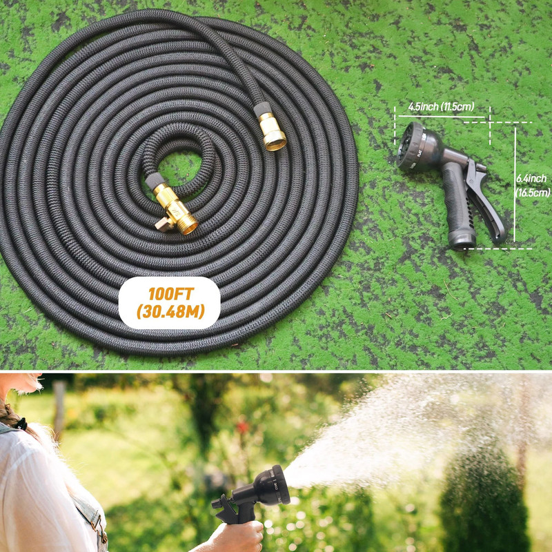 Expandable Garden Hose With Spray Nozzle Lightweight Flexible No Kink 2