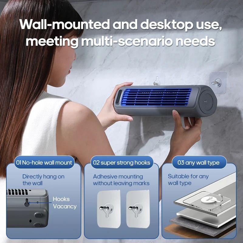 Portable Air Conditioner Fan With Rechargeable Battery Quiet Desktop And Wall Mount 4