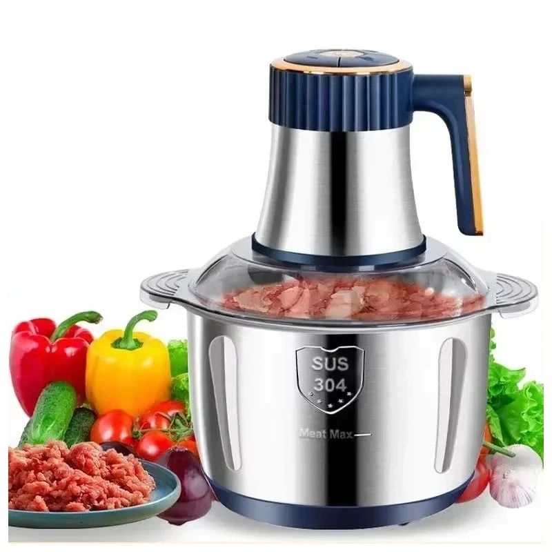 Electric Food Chopper Stainless Steel 5L Meat Grinder And Vegetable Processor 8