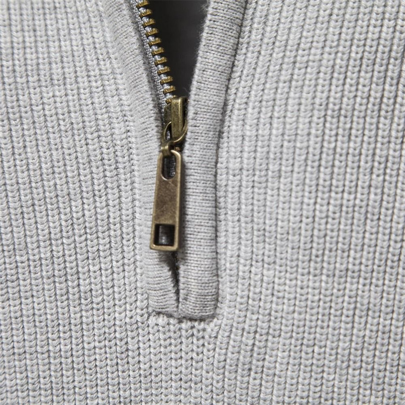 Mens Cotton Zip Cardigan High Collar Knitted Sweater 3