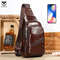 Mens Leather Chest Bag Large Capacity Crossbody Messenger Pack 0