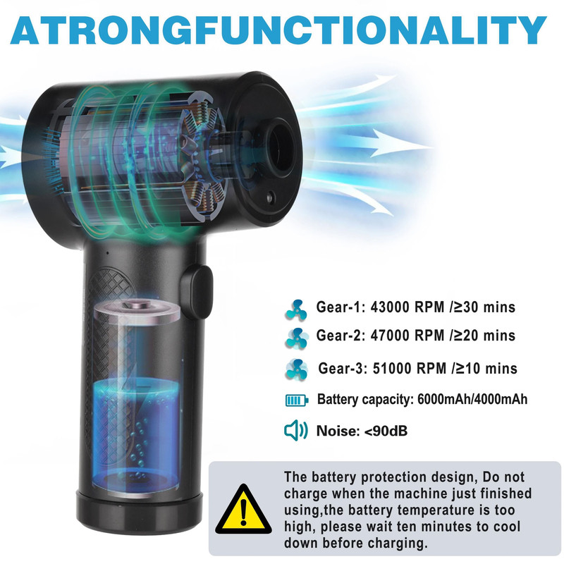 Cordless Air Duster 51000RPM Compressed Air Blower With LED Light For Computer And Keyboard Cleanin 1