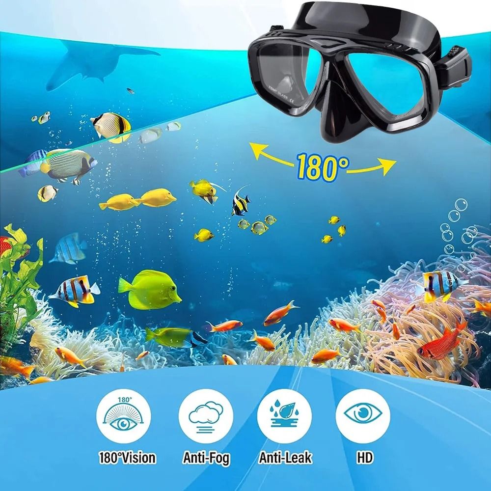 Snorkel And Diving Mask With Tempered Glass Lens And Silicone Skirt 2