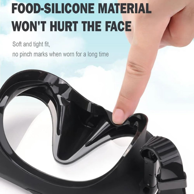 Snorkel And Diving Mask With Tempered Glass Lens And Silicone Skirt 3