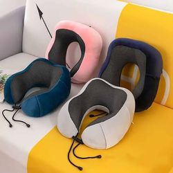 u shaped memory foam travel neck pillow for sleeping and airplane use