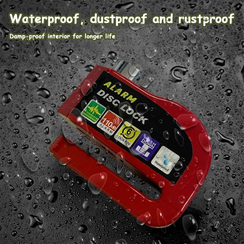Motorcycle And Bicycle Disc Brake Lock With Alarm And Reminder Cable 2