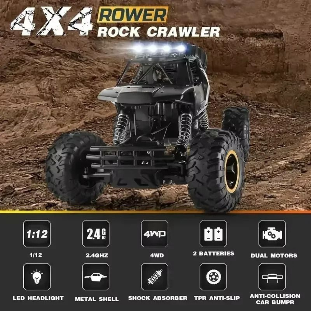 RC Off Road Monster Truck 4WD With LED Lights 24GHz Remote Control Car 3