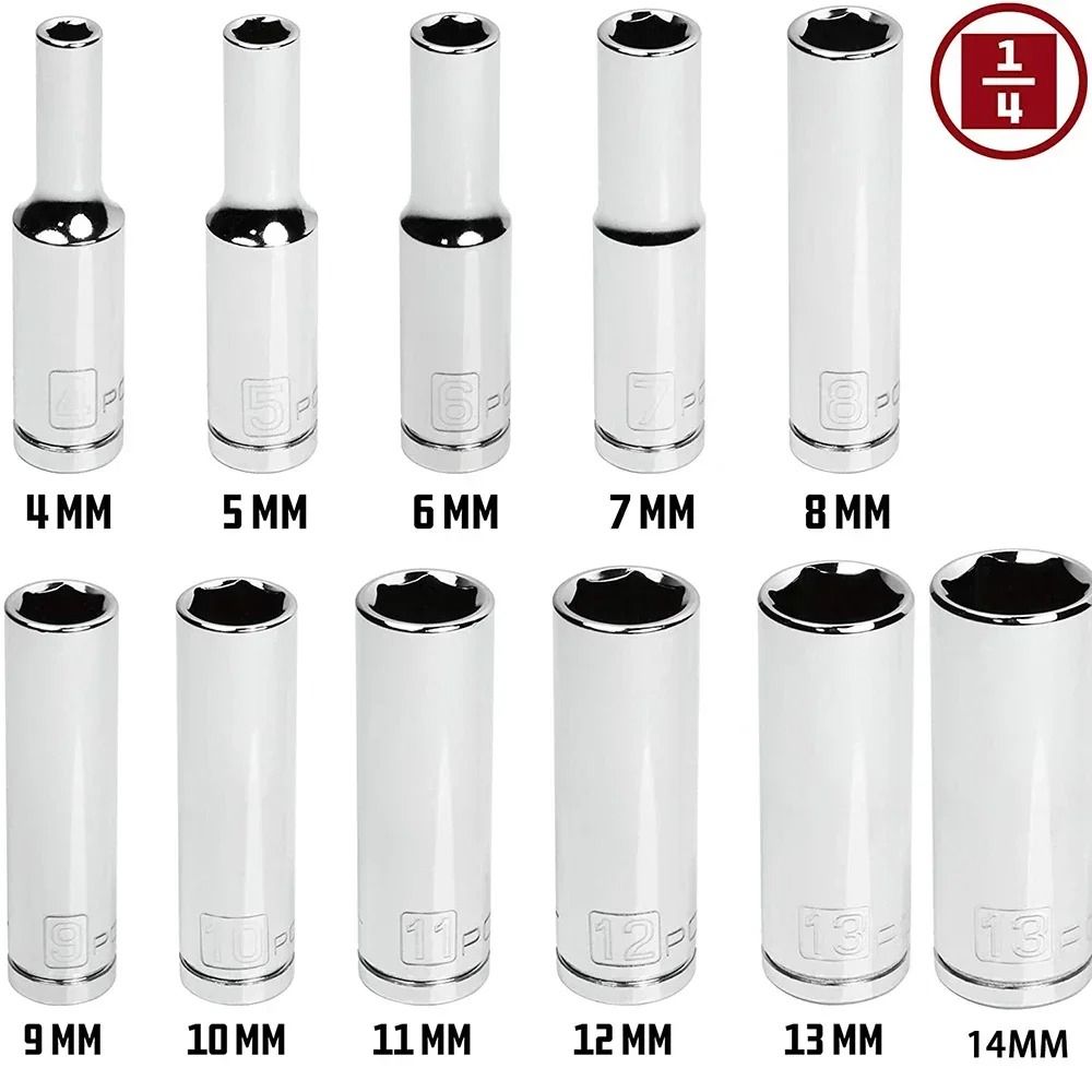 11 Piece Metric Deep Socket Set Chrome Vanadium 14 Inch Drive 1