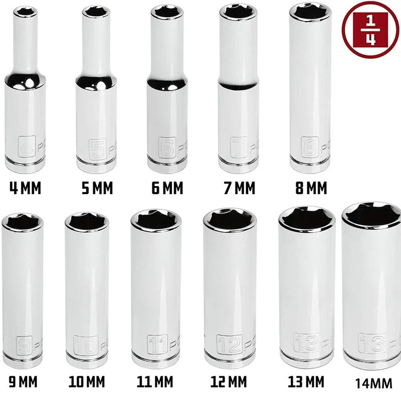 11 Piece Metric Deep Socket Set Chrome Vanadium 14 Inch Drive 1