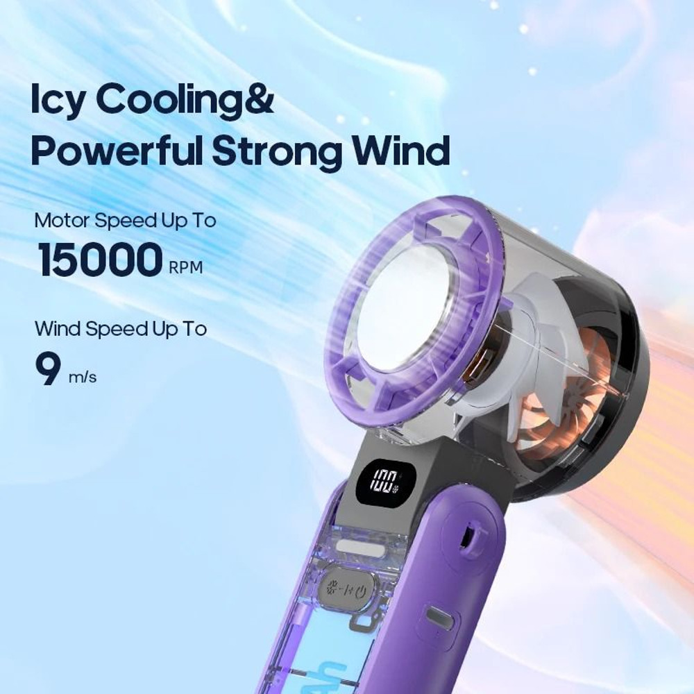 Portable Handheld Fan With Rechargeable Battery And Ice Cooling 3