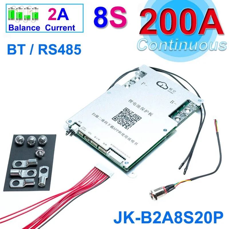 Smart Bluetooth Active Balance BMS For LiIon LiFePo4 LTO Batteries 4S24S 200A300A 28