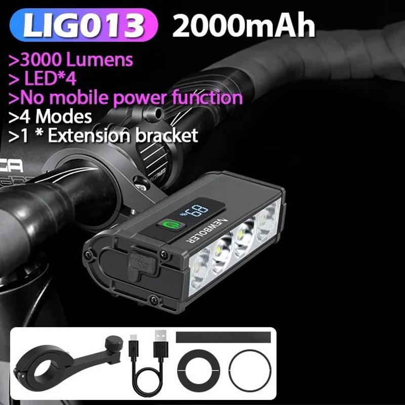 Rechargeable Bicycle Headlight 300010000 Lumens Waterproof Cycling Lamp With Power Bank Function 7