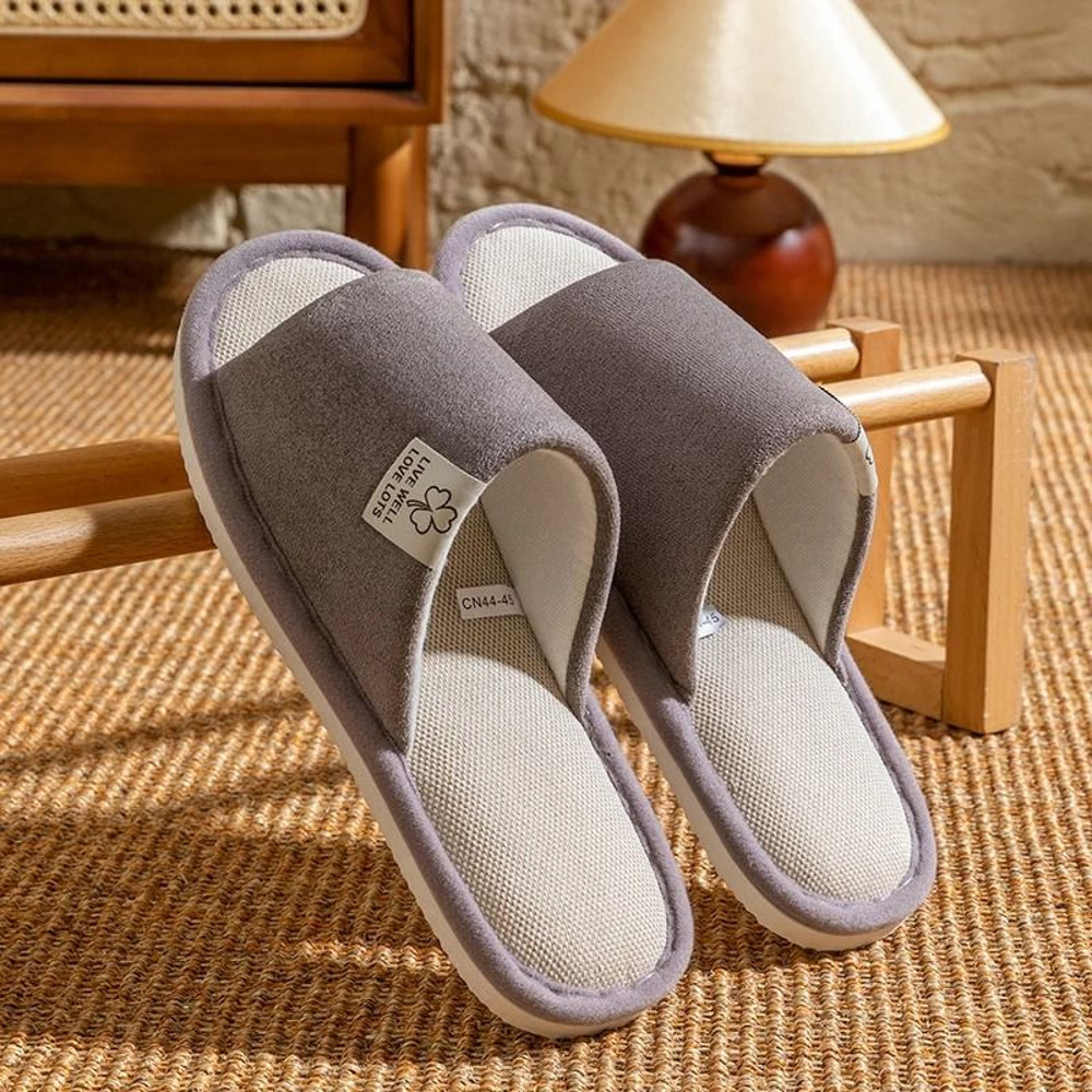 Mens NonSlip Soft Sole Linen Indoor Slippers For Spring And Summer 8