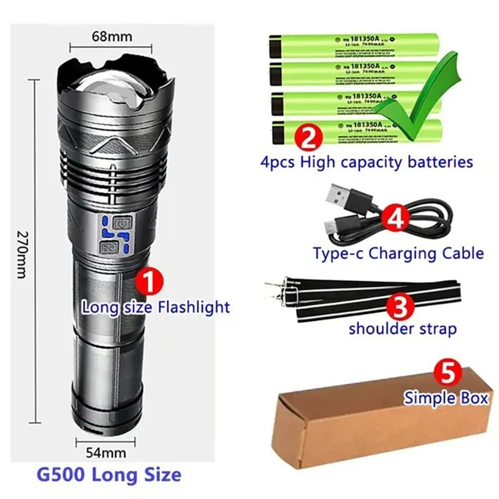 High Power LED Flashlight  Super Bright Rechargeable Tactical Torch For Camping And Outdoor Use 9