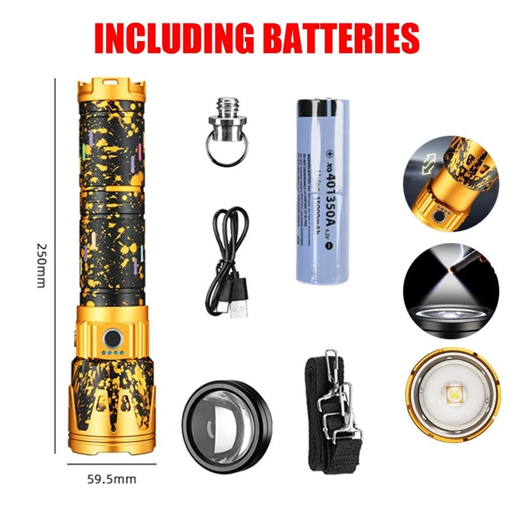 High Power LED Flashlight  Super Bright Rechargeable Tactical Torch For Camping And Outdoor Use 11