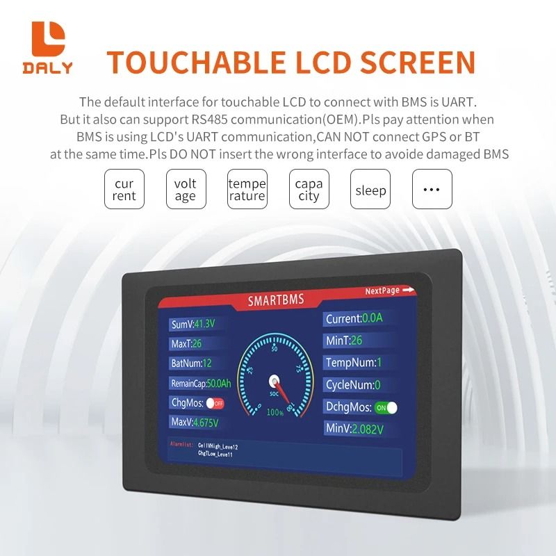 Daly BMS Accessories Bluetooth Wifi LCD Screen Cable Communication Board 5
