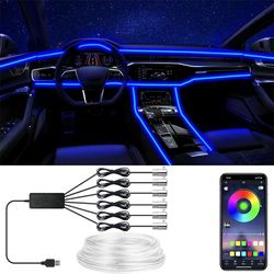flexible el wire car interior rgb led strip lights with app control