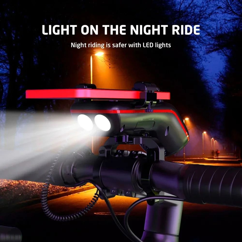 10 In 1 Bike Light With Phone Holder Bluetooth Speaker Rechargeable Battery And Cycling Bell 2