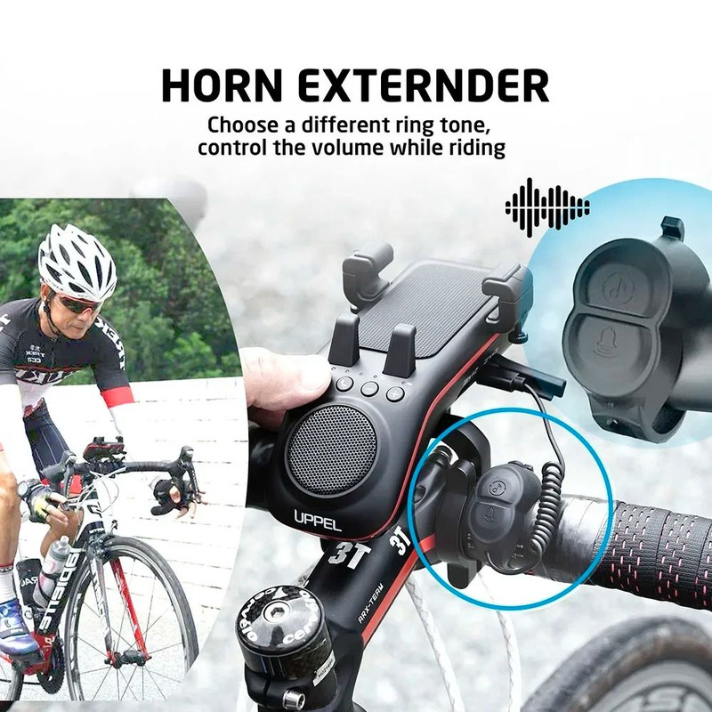 10 In 1 Bike Light With Phone Holder Bluetooth Speaker Rechargeable Battery And Cycling Bell 5