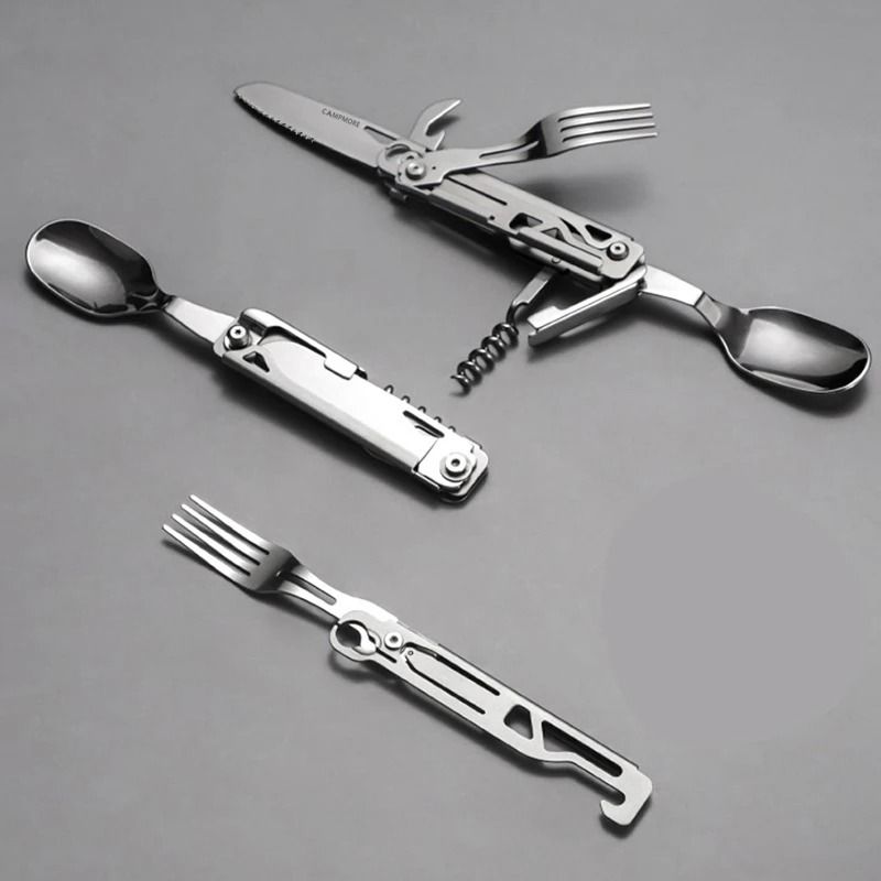 Portable Camping Cutlery Set Foldable Knife Fork Spoon With Bottle Opener 0