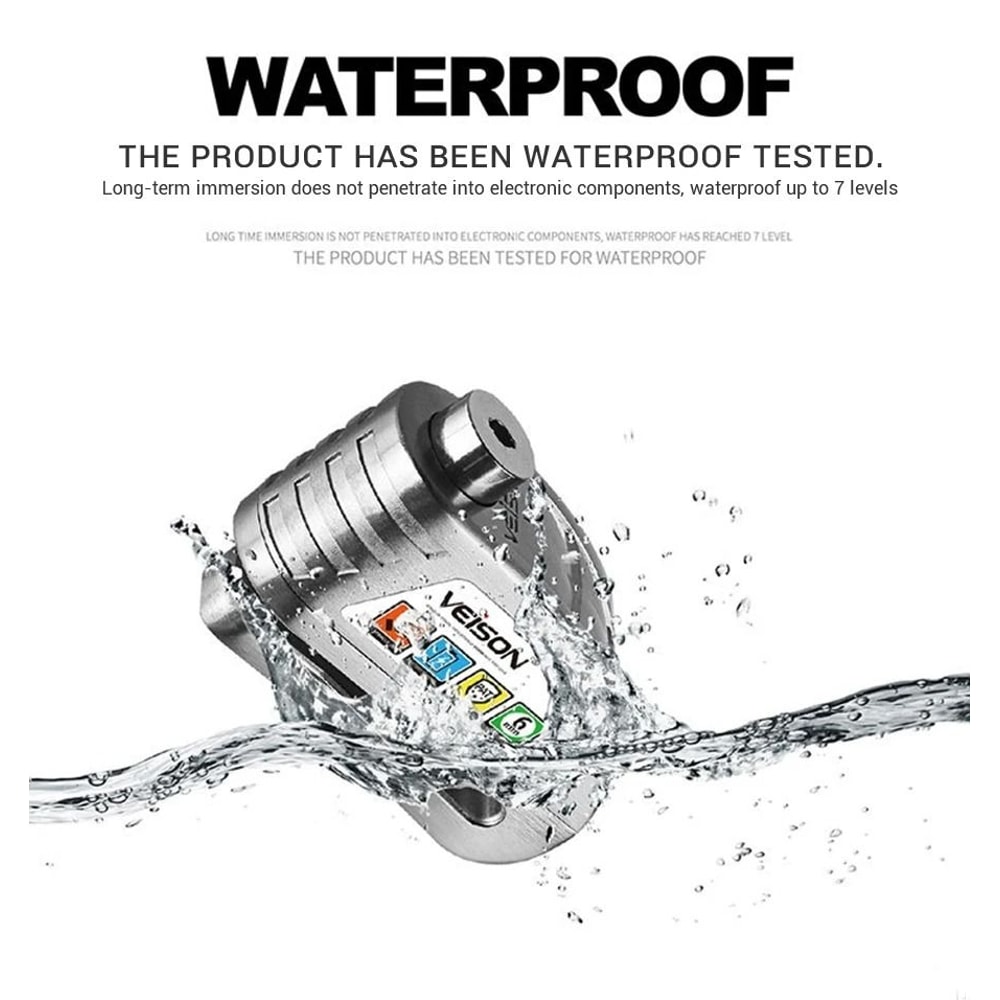 Motorcycle Alarm Disc Brake Lock 130DB Waterproof Anti Theft Security Padlock 1