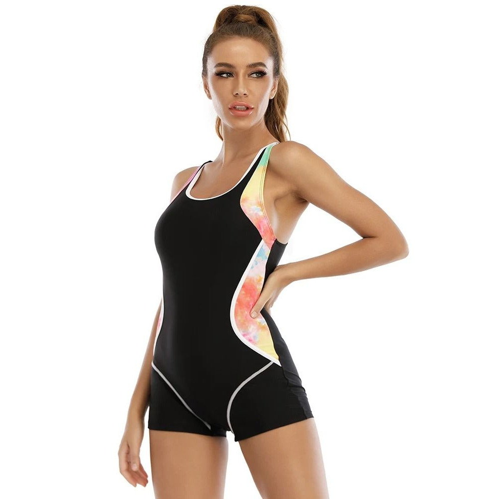 Patchwork Sport One Piece Swimsuit Plus Size Swimwear Women 6