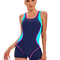 Patchwork Sport One Piece Swimsuit Plus Size Swimwear Women 8