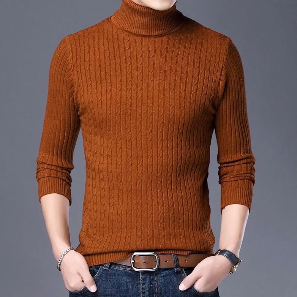 Winter High Neck Thick Warm Sweater Men Slim Fit Pullover Knitwear 13