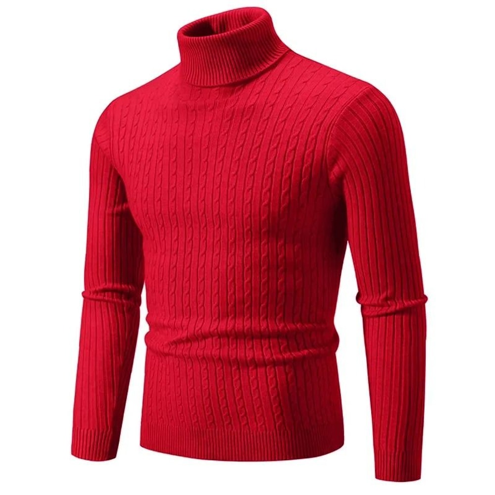 Winter High Neck Thick Warm Sweater Men Slim Fit Pullover Knitwear 18