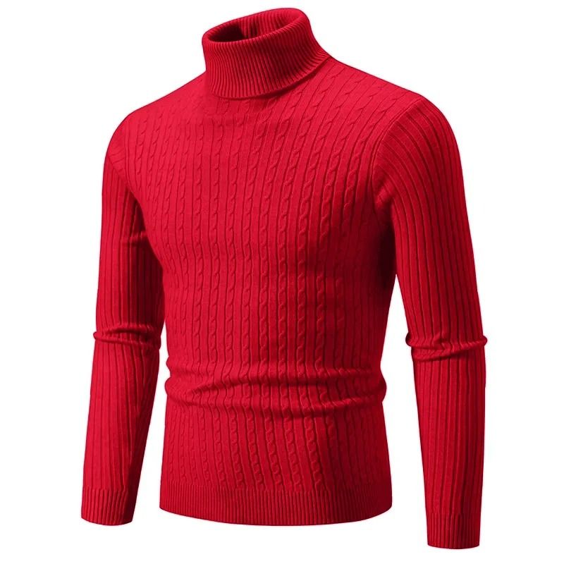 Winter High Neck Thick Warm Sweater Men Slim Fit Pullover Knitwear 18