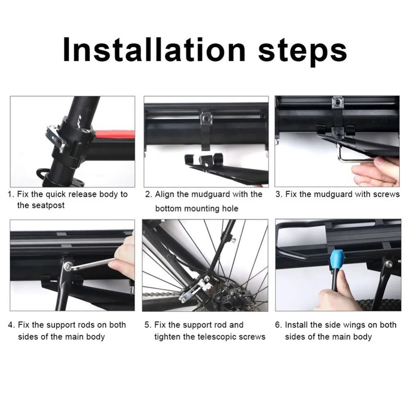 Quick Release Adjustable Bike Cargo Rack With Mudguard 5