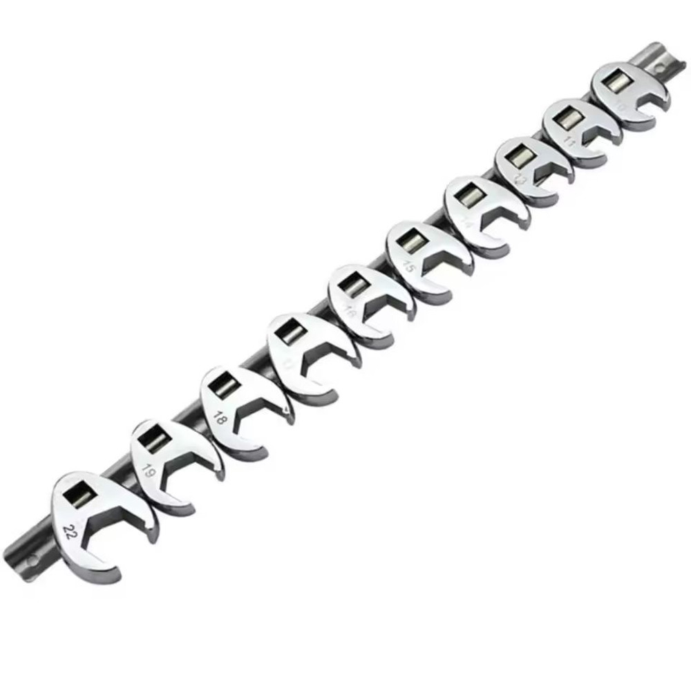 Crowfoot Wrench Set 10 Piece 3 8 Inch Drive Metric 10 To 22mm 5