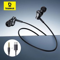 wired earphones with mic and 120 degree design for type c and 3.5mm devices