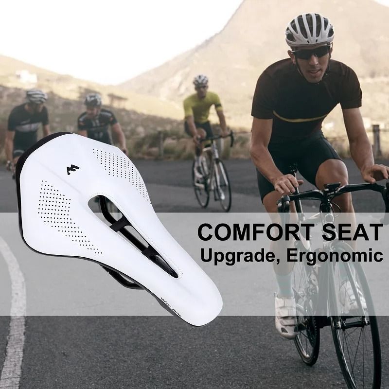 Comfortable Road Bicycle Saddle With Hollow Breathable PU Leather Cushion 2