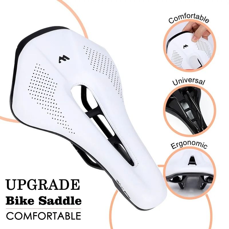 Comfortable Road Bicycle Saddle With Hollow Breathable PU Leather Cushion 3