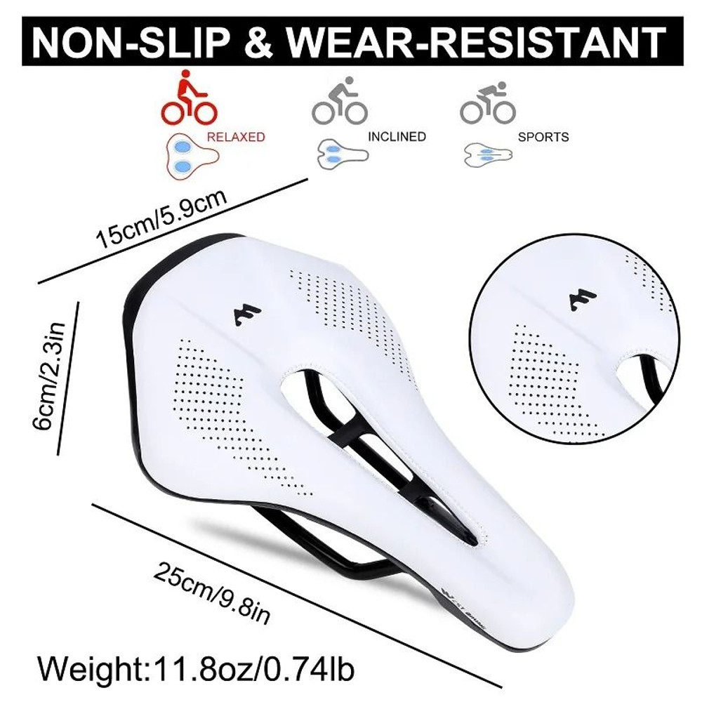 Comfortable Road Bicycle Saddle With Hollow Breathable PU Leather Cushion 6