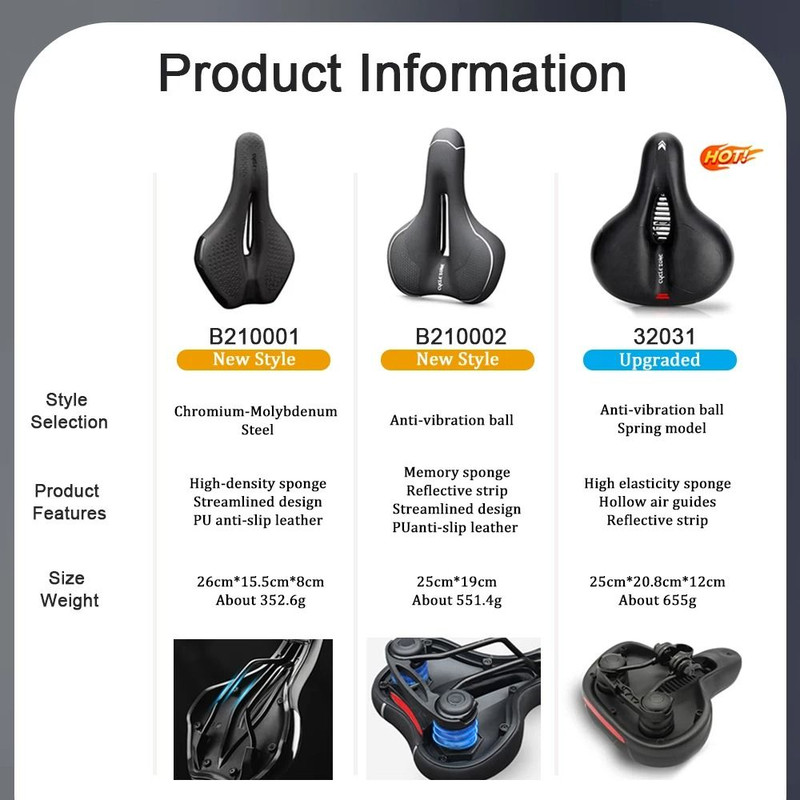Hollow Breathable Bicycle Saddle With Shock Absorption And Safety Reflector 5