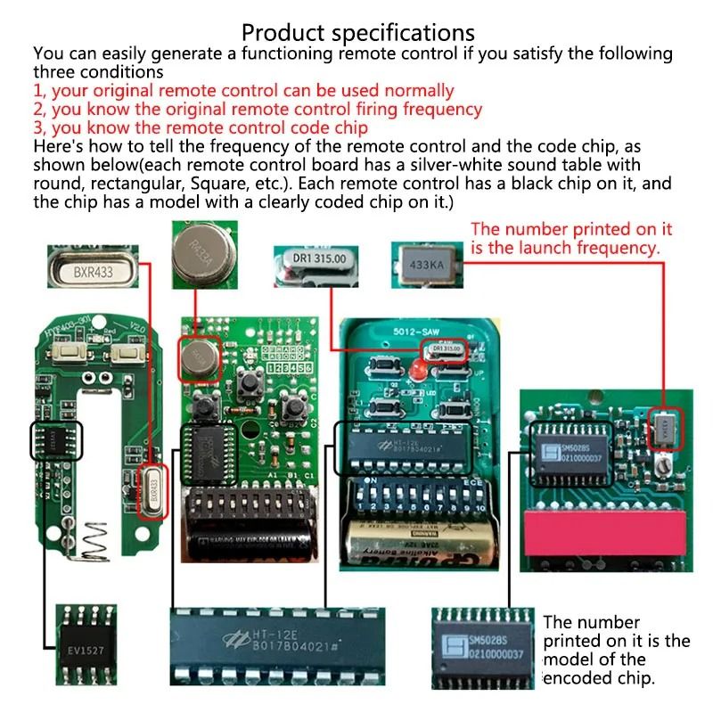 433MHz RF Clone Remote Control Duplicator For Garage Door 6