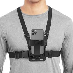 adjustable phone clip holder with chest strap for sports and action cameras